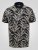 D555 Palmer Leaf Printed Jacquard Collar & Cuff Chest Pocket Polo Black - Polo krekli - Polo krekli - 2XL-8XL