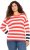 Ulla Popken Mixed Stripe Long Sleeve Sweater Hibiscus Red - Džemperi un džemperi ar kapuci - 