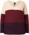 Ulla Popken Cable Knit Block Stripe V-Neck Sweater Dark Ruby - Džemperi un džemperi ar kapuci - 
