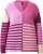 Ulla Popken Patchwork Striped Long Sleeve V-Neck Sweater Raspberry - Džemperi un džemperi ar kapuci - 