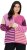 Ulla Popken Patchwork Striped Long Sleeve V-Neck Sweater Raspberry - Džemperi un džemperi ar kapuci - 
