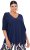 Ulla Popken Oversized 3/4 Sleeve V-Neck Sweater Navy - Džemperi un džemperi ar kapuci - 
