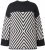 Ulla Popken Graphic Stripe Long Sleeve Turtleneck Sweater Black - Džemperi un džemperi ar kapuci - 