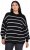 Ulla Popken Oversized Striped Balloon Sleeve Sweater Black - Džemperi un džemperi ar kapuci - 