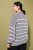 Ulla Popken Oversized Striped Balloon Sleeve Sweater Grey Melange - Džemperi un džemperi ar kapuci - 