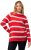 Ulla Popken Stripe Fine Knit Turtleneck Sweater Light Red - Džemperi un džemperi ar kapuci - 