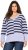 Ulla Popken Split Stripe Long Sleeve V-Neck Sweater Blue Grey - Džemperi un džemperi ar kapuci - 