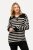 Ulla Popken Striped Troyer Collar Sweater Black - Džemperi un džemperi ar kapuci - Mīksti džemperi un jakas