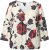 Ulla Popken Rose Print Faux Wrap Top Off-White - T-krekli - 
