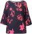 Ulla Popken Botanical Print Cold Shoulder Top Black - T-krekli - 