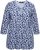 Ulla Popken Floral 3/4 Sleeve V-Neck A-Line Tee Blue - T-krekli - 