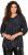 Ulla Popken Animal Print 3/4 Sleeve V-Neck Tee Black - T-krekli - 