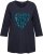 Ulla Popken Peace Love Life 3/4 Sleeve Graphic Tee Navy - T-krekli - 