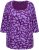 Ulla Popken Scribble Print Square Neck 3/4 Sleeve Tee Violet - Apdrukāti T-krekli sievietēm - 
