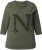 Ulla Popken Textured Lettering 3/4 Sleeve Tee Olive - Apdrukāti T-krekli sievietēm - 