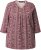 Ulla Popken Mixed Pattern Stripe 3/4 Sleeve Tee Dark Cherry Red - T-krekli - 