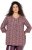 Ulla Popken Mixed Pattern Stripe 3/4 Sleeve Tee Dark Cherry Red - T-krekli - 