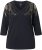 Ulla Popken Feather Beadwork 3/4 Sleeve Top Black - Apdrukāti T-krekli sievietēm - 