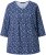Ulla Popken Graphic Print Pleated 3/4 Sleeve Tee Blue - T-krekli - 
