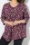Ulla Popken Ribbon Print 3/4 Sleeve Asymmetric Tee Plum - Apdrukāti T-krekli sievietēm - Sieviešu T-krekli ar apdruku