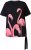Ulla Popken Flamingo Short Sleeve Graphic Tee Black - Apdrukāti T-krekli sievietēm - 