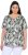 Ulla Popken Feather Print Short Sleeve V-Neck Tee Olive Grey - Apdrukāti T-krekli sievietēm - 