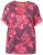 Ulla Popken Quick Drying Flower Print Short Sleeve Tee Dark Cherry - Apdrukāti T-krekli sievietēm - 