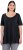 Ulla Popken Essential Front Pleat Tee Black - T-krekli - 