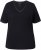 Ulla Popken Satin Trimmed Ribbed Jersey Short Sleeve T-Shirt Black - T-krekli - 