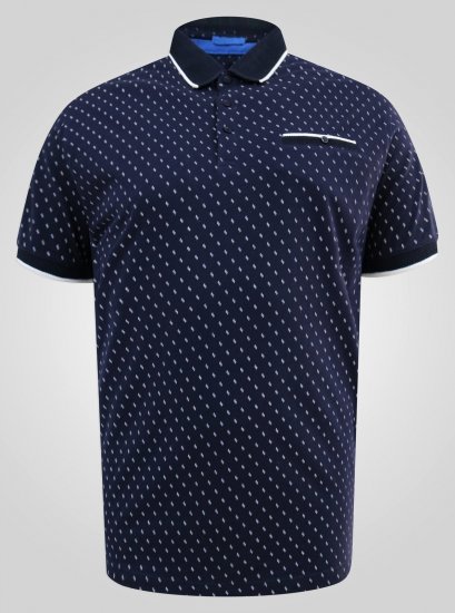 D555 Reid AOP Polo With Jacquard Collar, Pocket And Cuffs Tumši zila - Polo krekli - Polo krekli - 2XL-8XL