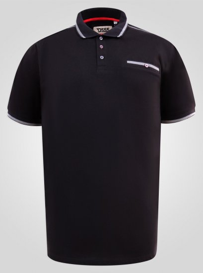 D555 Potts Jersey Polo With Jacquard Collar & Cuffs Melna - Polo krekli - Polo krekli - 2XL-8XL