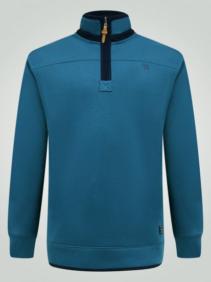 D555 Conway 1 1/4 Zip Neck Fleece Sweatshirt With Bear Logo Teal - Džemperi un džemperi ar kapuci - Džemperi - 2XL-14XL