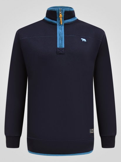 D555 Conway 2 1/4 Zip Neck Fleece Sweatshirt With Bear Logo Tumši zila - Džemperi un džemperi ar kapuci - Džemperi - 2XL-14XL