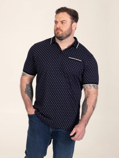 D555 Reid AOP Polo With Jacquard Collar, Pocket And Cuffs Tumši zila - Polo krekli - Polo krekli - 2XL-8XL