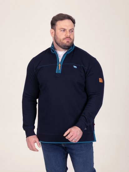D555 Conway 2 1/4 Zip Neck Fleece Sweatshirt With Bear Logo Tumši zila - Džemperi un džemperi ar kapuci - Džemperi - 2XL-14XL
