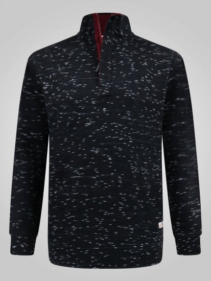 D555 Chandler Reno 1/4 Zip Neck Sweatshirt With Bear Logo Melna - Džemperi un džemperi ar kapuci - Džemperi - 2XL-14XL