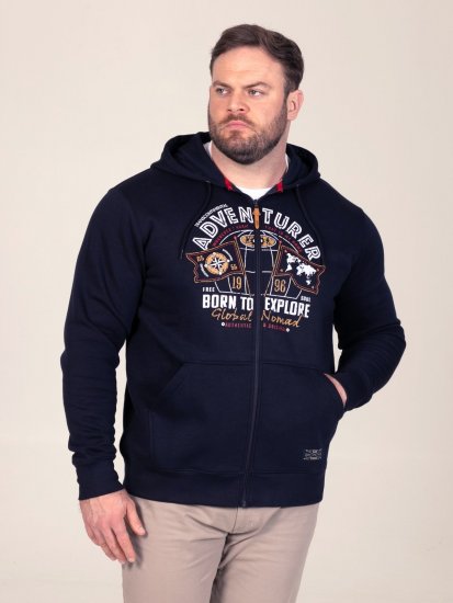 D555 Hector Adventurer Printed Zip Through Hoody Tumši zila - Džemperi un džemperi ar kapuci - Džemperi - 2XL-14XL