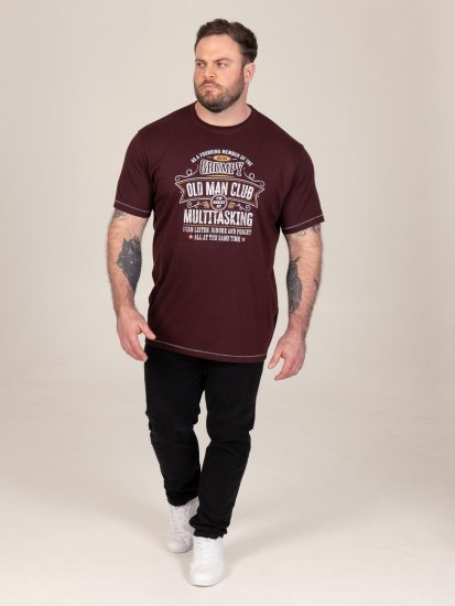 D555 Baldwin Grumpy Old Man Club Print Crew Neck T-shirt Burgundy/ Black Twist - T-krekli - T-krekli - 2XL-14XL