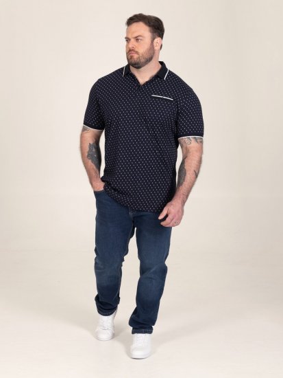 D555 Reid AOP Polo With Jacquard Collar, Pocket And Cuffs Tumši zila - Polo krekli - Polo krekli - 2XL-8XL