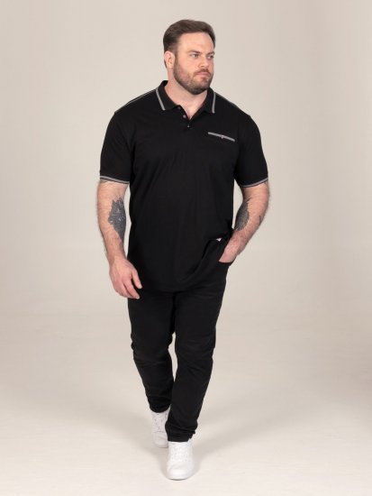 D555 Potts Jersey Polo With Jacquard Collar & Cuffs Melna - Polo krekli - Polo krekli - 2XL-8XL