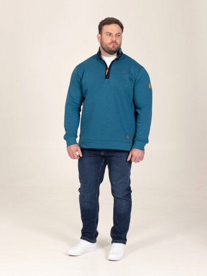D555 Conway 1 1/4 Zip Neck Fleece Sweatshirt With Bear Logo Teal - Džemperi un džemperi ar kapuci - Džemperi - 2XL-14XL