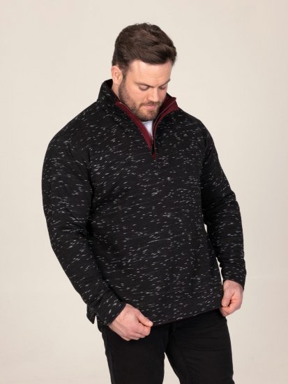 D555 Chandler Reno 1/4 Zip Neck Sweatshirt With Bear Logo Melna - Džemperi un džemperi ar kapuci - Džemperi - 2XL-14XL
