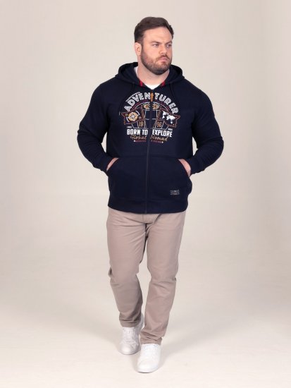 D555 Hector Adventurer Printed Zip Through Hoody Tumši zila - Džemperi un džemperi ar kapuci - Džemperi - 2XL-14XL