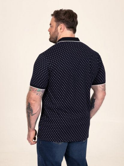 D555 Reid AOP Polo With Jacquard Collar, Pocket And Cuffs Tumši zila - Polo krekli - Polo krekli - 2XL-8XL