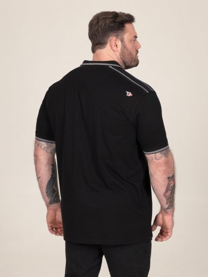 D555 Potts Jersey Polo With Jacquard Collar & Cuffs Melna - Polo krekli - Polo krekli - 2XL-8XL