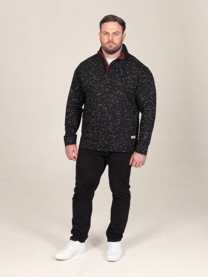 D555 Chandler Reno 1/4 Zip Neck Sweatshirt With Bear Logo Melna - Džemperi un džemperi ar kapuci - Džemperi - 2XL-14XL