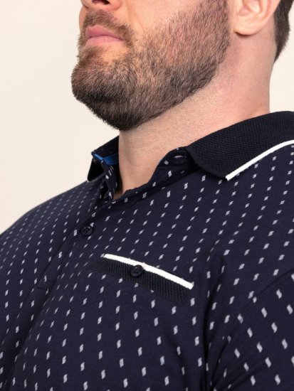 D555 Reid AOP Polo With Jacquard Collar, Pocket And Cuffs Tumši zila - Polo krekli - Polo krekli - 2XL-8XL