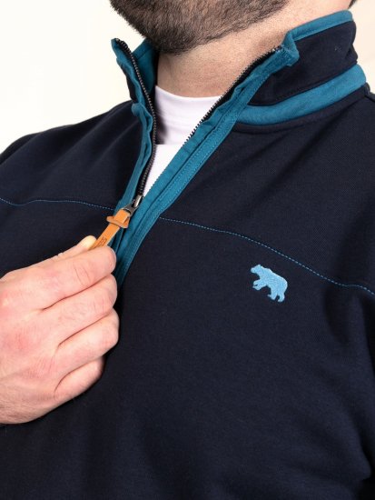 D555 Conway 2 1/4 Zip Neck Fleece Sweatshirt With Bear Logo Tumši zila - Džemperi un džemperi ar kapuci - Džemperi - 2XL-14XL