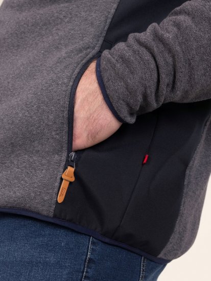 D555 Conrad Detachable Hood Bonded Fleece Zip Through Hoody TALL Tumši zila - TALL džemperi - TALL džemperi un jakas ar kapuci
