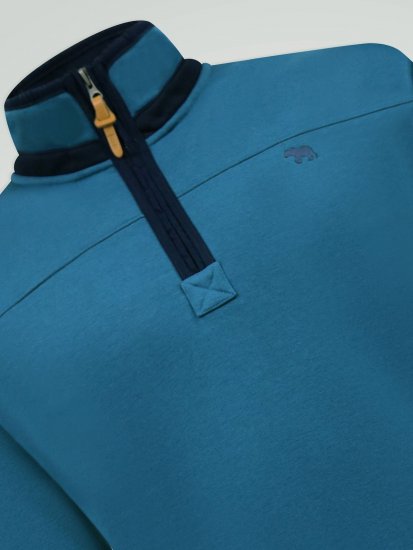 D555 Conway 1 1/4 Zip Neck Fleece Sweatshirt With Bear Logo Teal - Džemperi un džemperi ar kapuci - Džemperi - 2XL-14XL